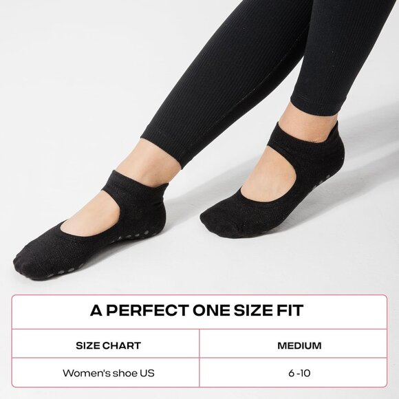 COOLMATE Pilates Socks with Grips for Women, Yoga Socks, Crew Non Slip Women for - Picture 5 of 8